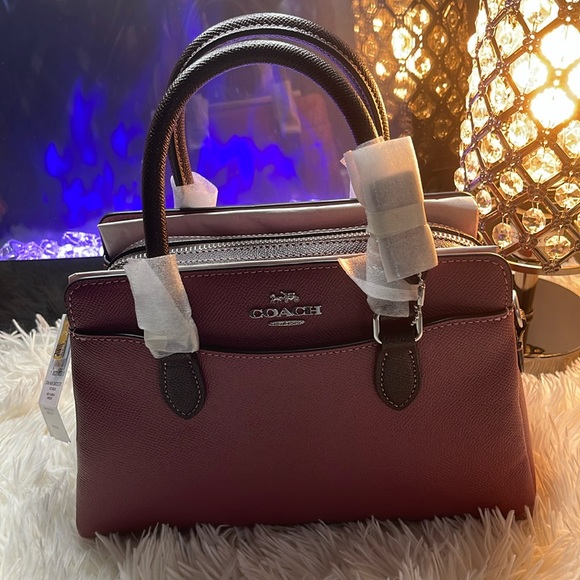 ❤️COACH Mini Darcie Carryall Satchel Crossbody ~ Silver/Light Raspberry Multi - Picture 1 of 16